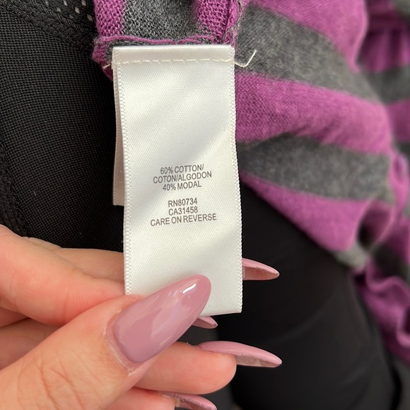 BCBGeneration purple abs gray striped cardigan - Picture 7 of 7